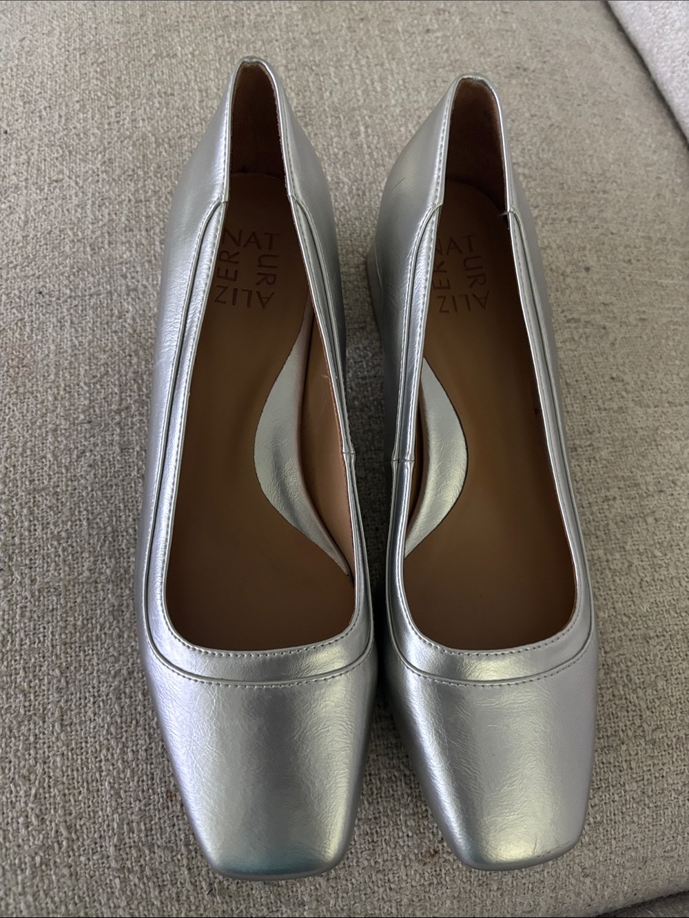 Naturalizer Silver Square-Toe Flats